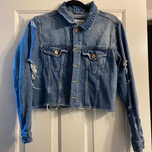 Forever 21 Cropped Distressed Denim Jacket
